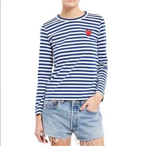 PLAY Comme des Garcons Stripe Red Heart Tee